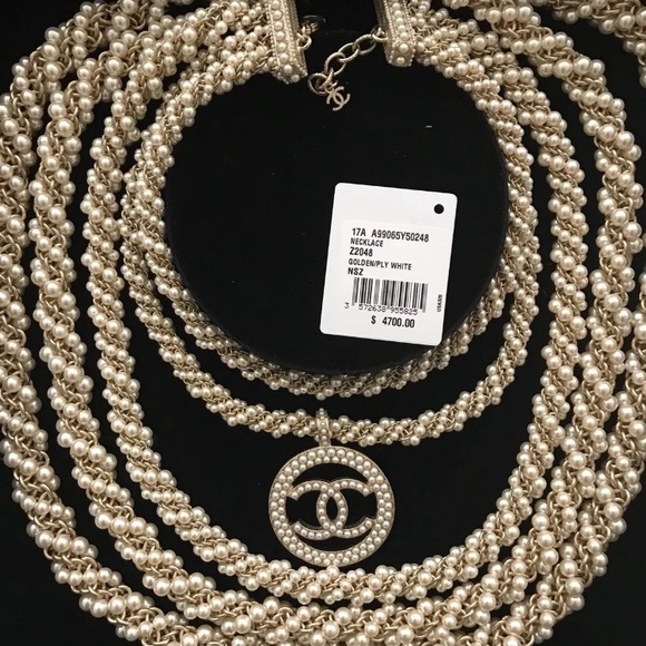 Chanel Multi Strand Pearl Necklace CC Pendant. - Picture 4 of 5